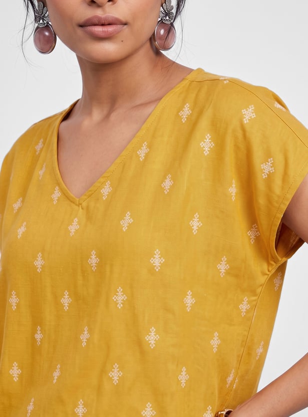 COLOUR ME Ethnic Motif Print Top