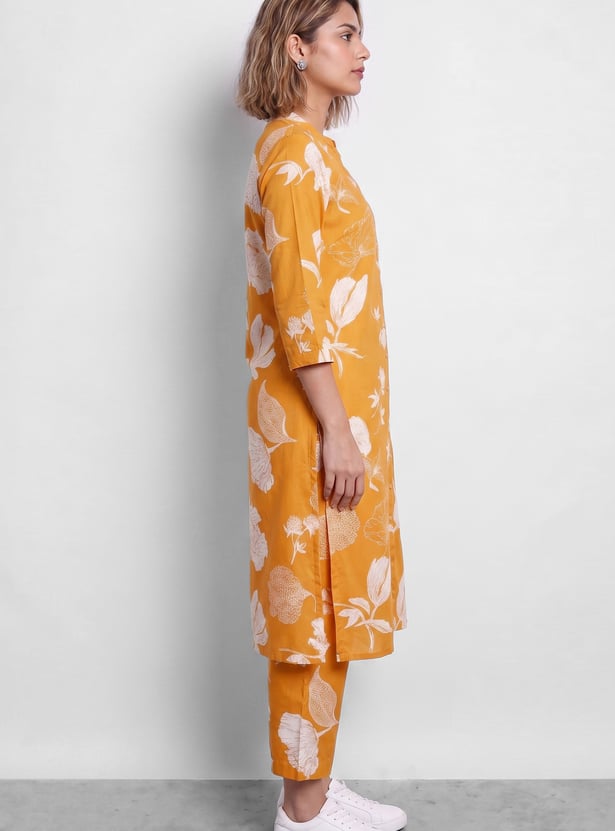 MELANGE Floral Print Straight Kurta Set