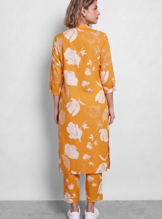MELANGE Floral Print Straight Kurta Set