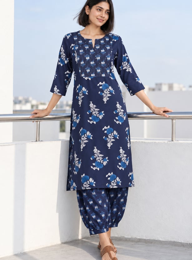 MELANGE Floral Print Kurta Set