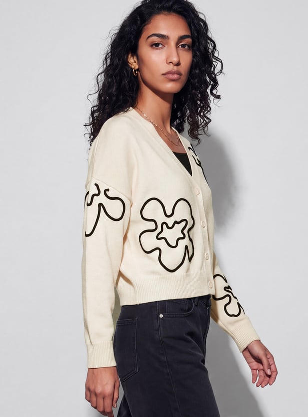 GINGER Printed V-Neck Cardigan