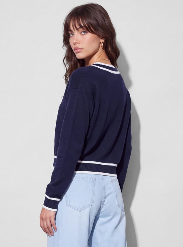 GINGER Striped V-Neck Pullover