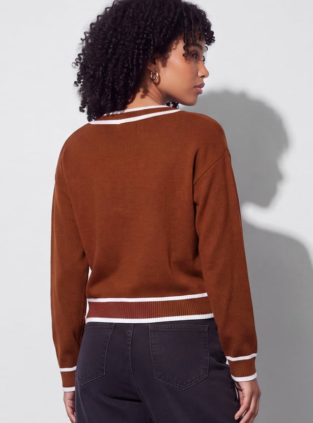 GINGER Striped V-Neck Pullover