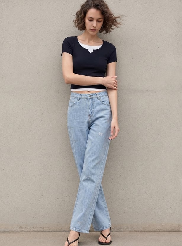 GINGER Embellished Comfort Fit Jeans