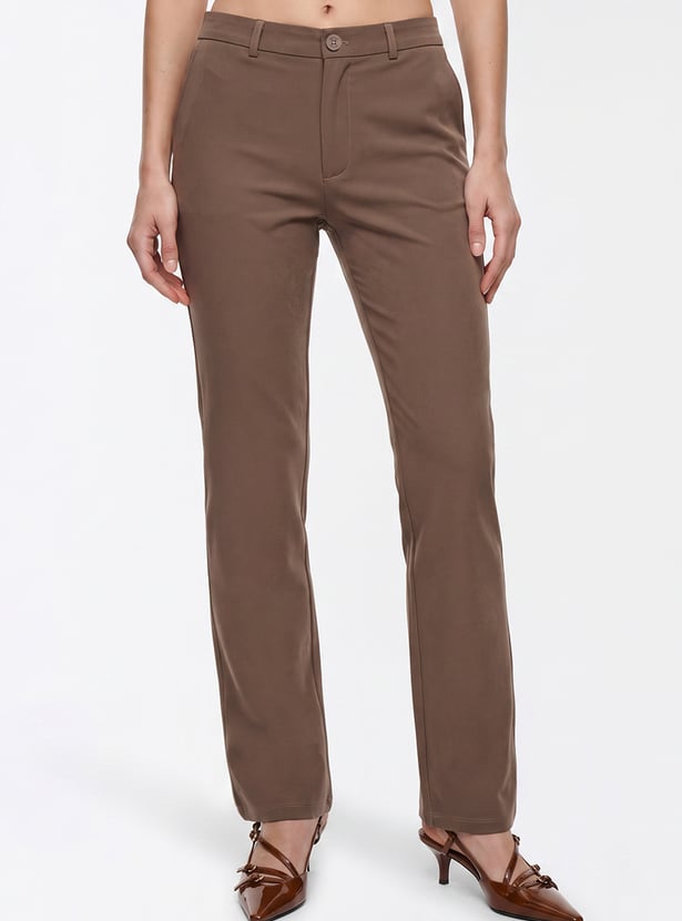 KRAUS Solid Straight Fit Trousers