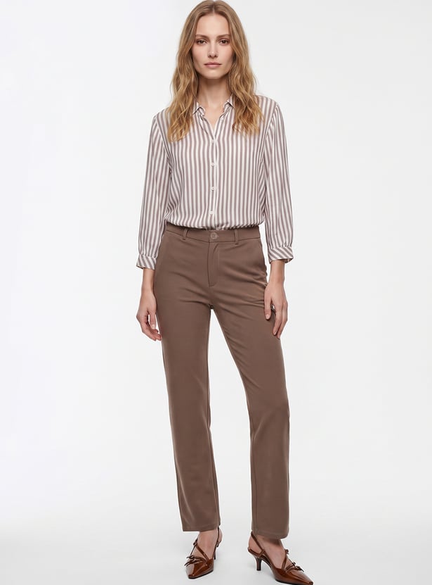 KRAUS Solid Straight Fit Trousers