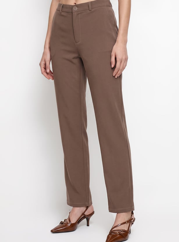 KRAUS Solid Straight Fit Trousers
