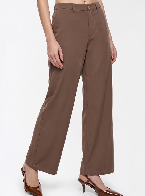 KRAUS Solid Straight Fit Trousers