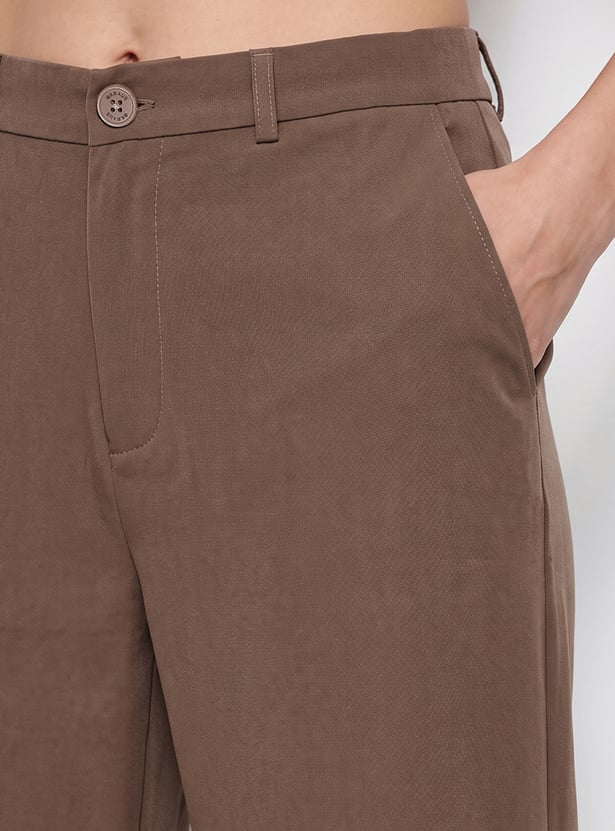 KRAUS Solid Straight Fit Trousers