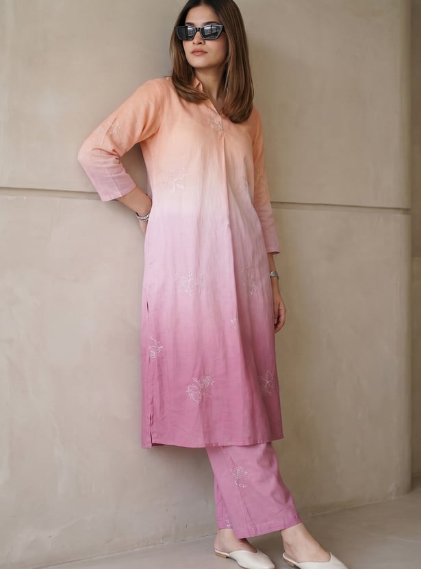 MELANGE Embroidered Straight Kurta Set