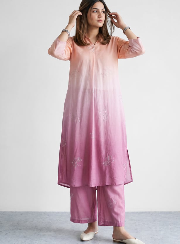 MELANGE Embroidered Straight Kurta Set
