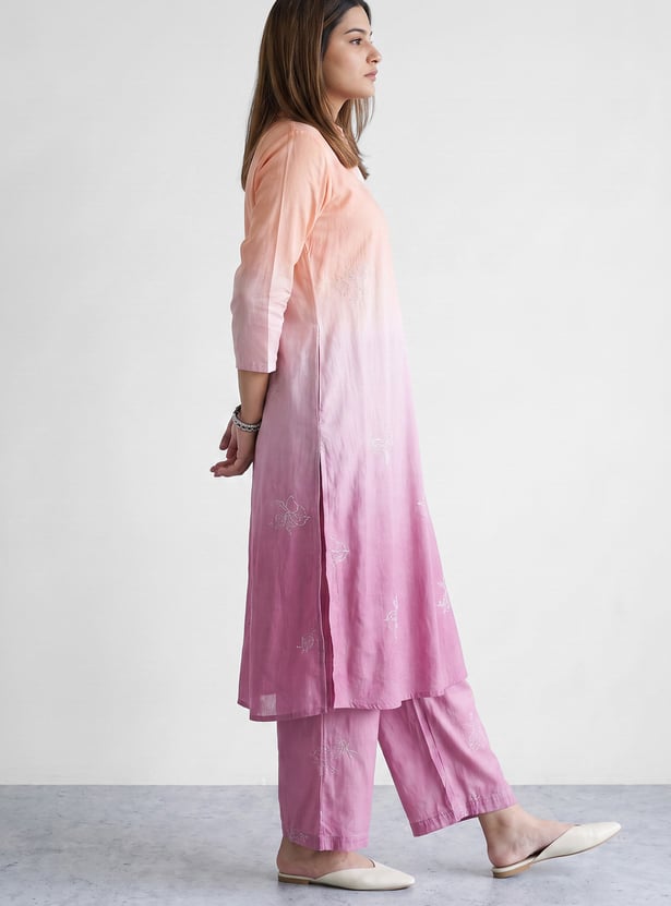 MELANGE Embroidered Straight Kurta Set