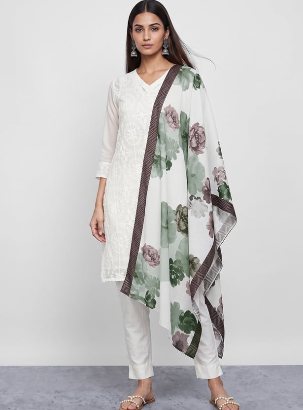 MELANGE Floral Print Dupatta