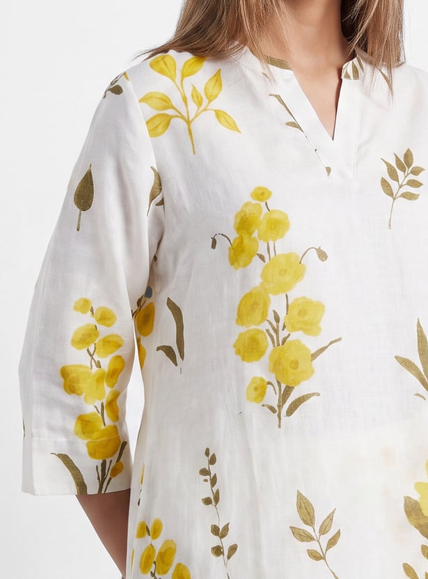 MELANGE Floral Print Straight Kurti Set