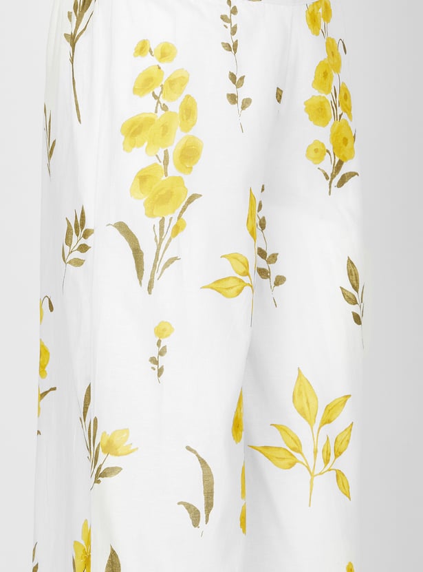 MELANGE Floral Print Straight Kurti Set