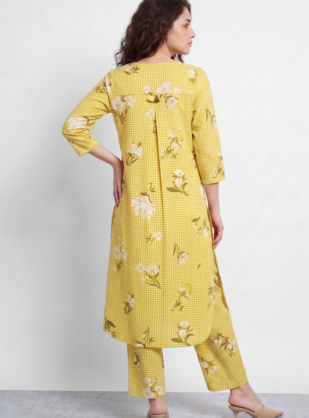 MELANGE Floral Print Straight Kurta Set