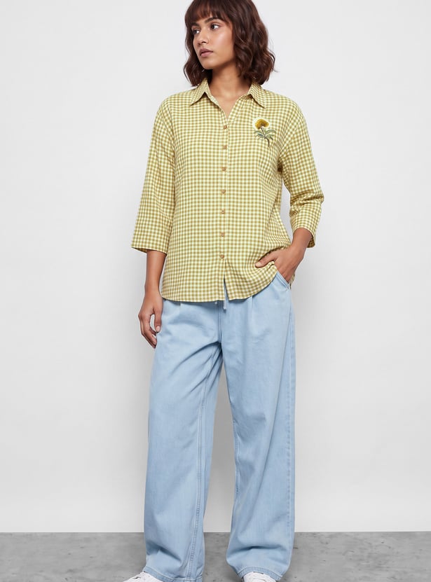 MELANGE Floral Embroidered Shirt