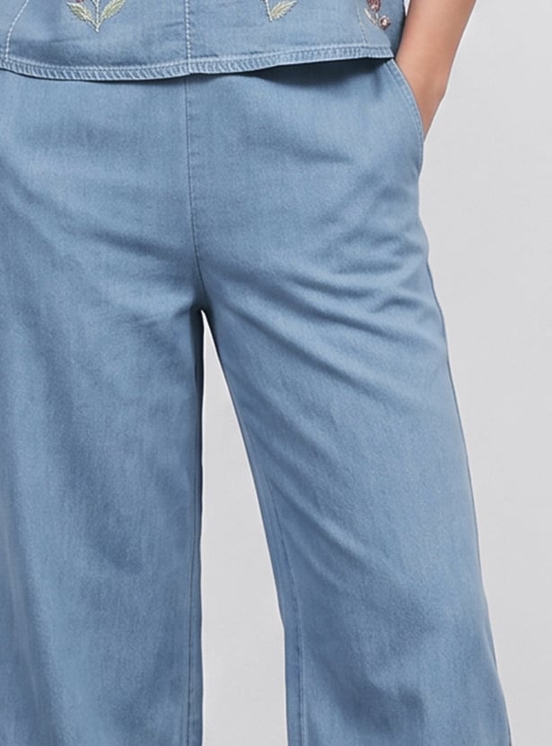 COLOUR ME BY MELANGE Embroidered Straight Pants