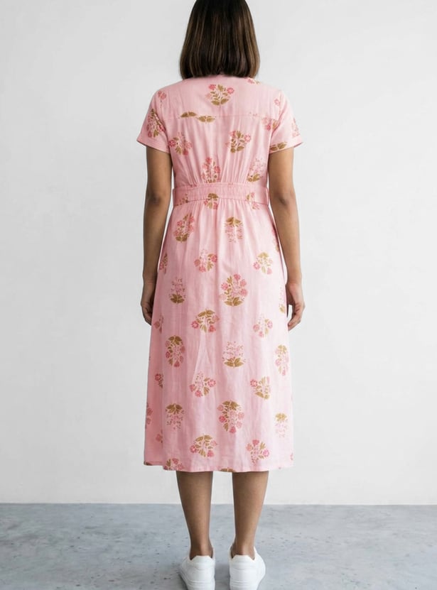 COLOUR ME Floral Print A-Line Midi Dress