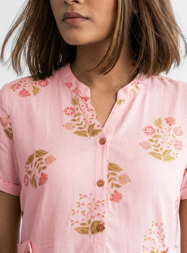 COLOUR ME Floral Print A-Line Midi Dress