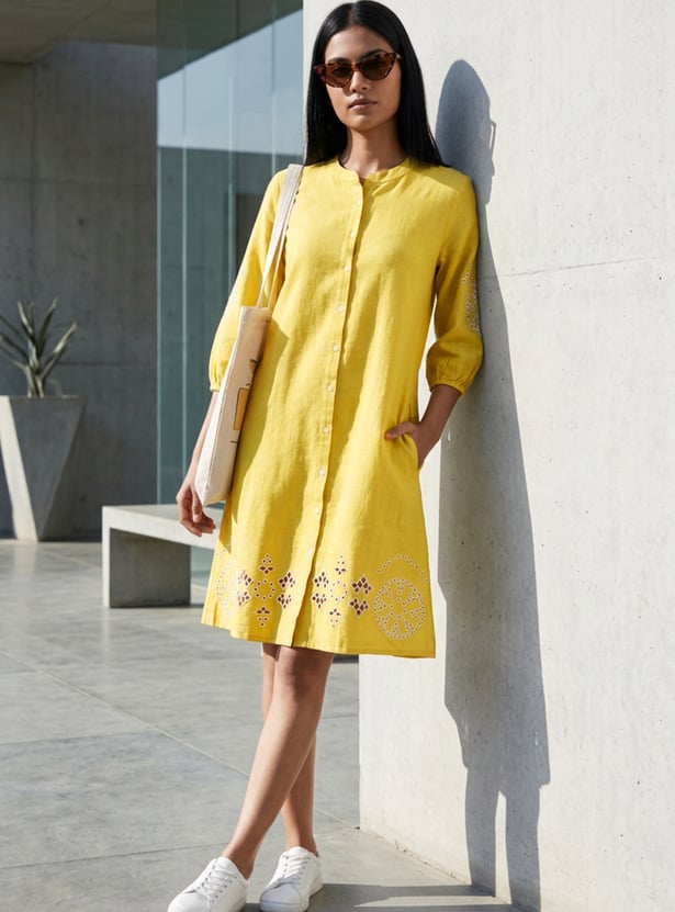 COLOUR ME Schiffli Shirt Dress