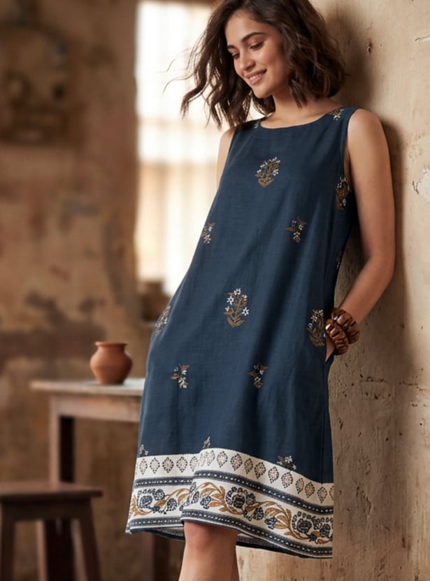 COLOUR ME Ethnic Motif A-line Dress