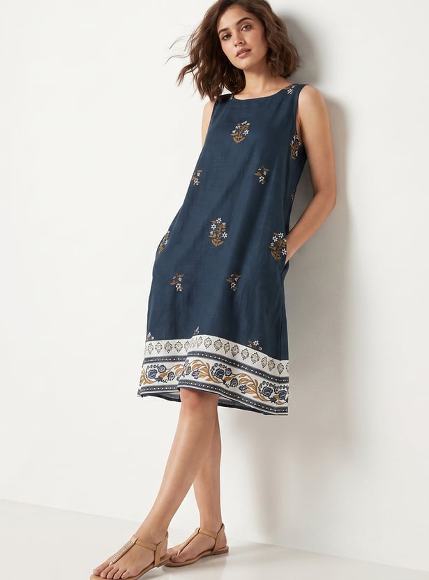 COLOUR ME Ethnic Motif A-line Dress