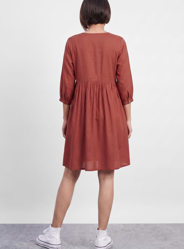COLOUR ME Embroidered A-line Dress