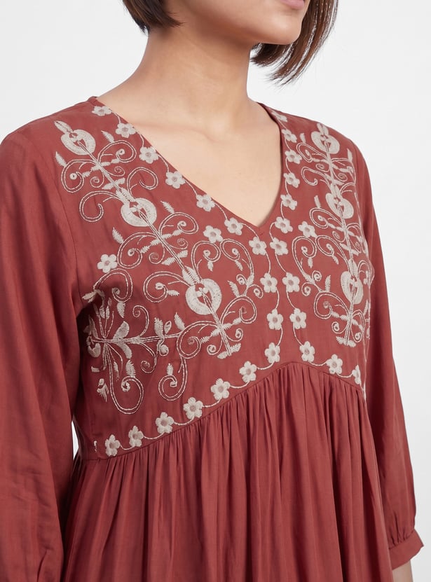 COLOUR ME Embroidered A-line Dress