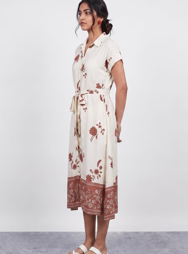 COLOUR ME Floral Print Midi Shirt Dress