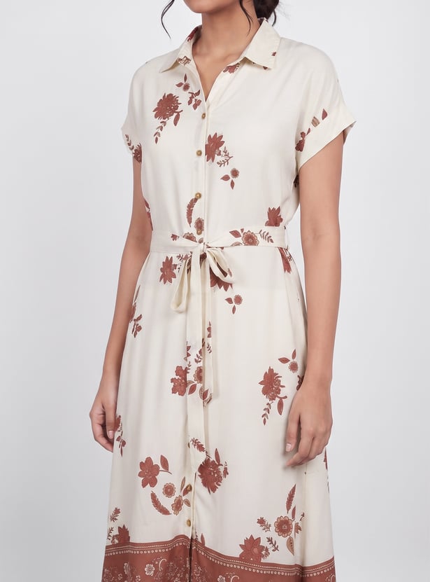 COLOUR ME Floral Print Midi Shirt Dress