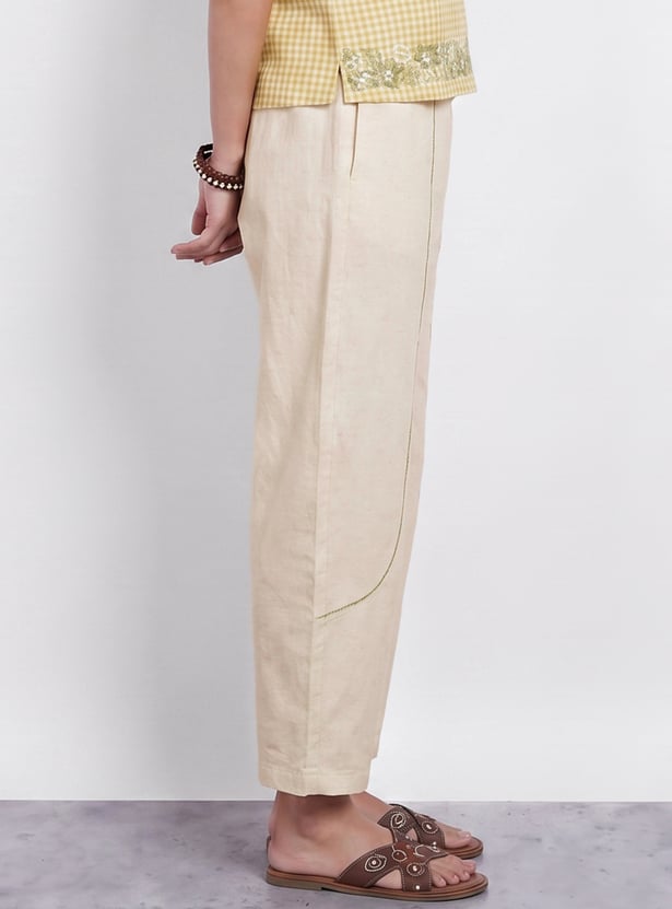 COLOUR ME Solid Straight Pants
