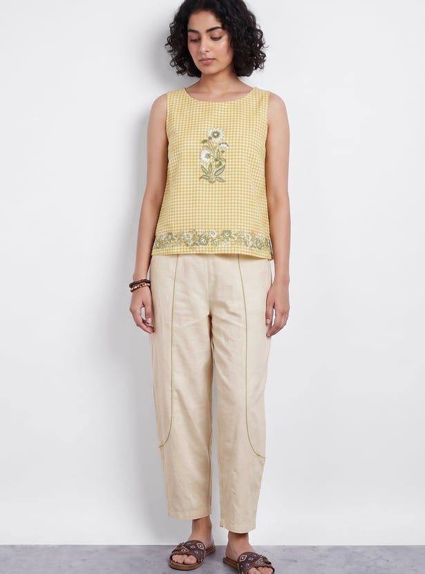COLOUR ME Solid Straight Pants