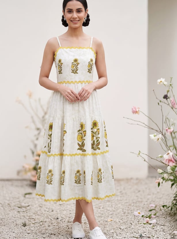COLOUR ME Floral Print Tiered Dress