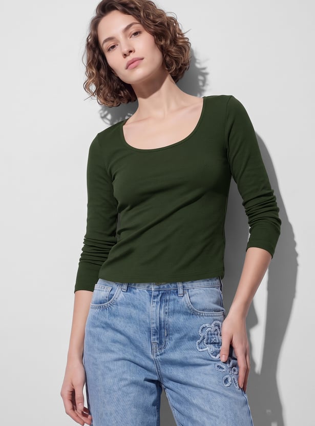 GINGER Ribbed Scoop Neck T-shirt
