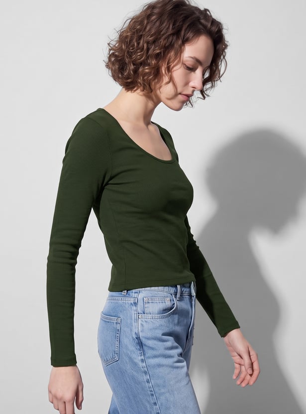 GINGER Ribbed Scoop Neck T-shirt