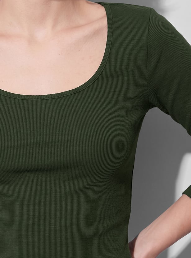 GINGER Ribbed Scoop Neck T-shirt