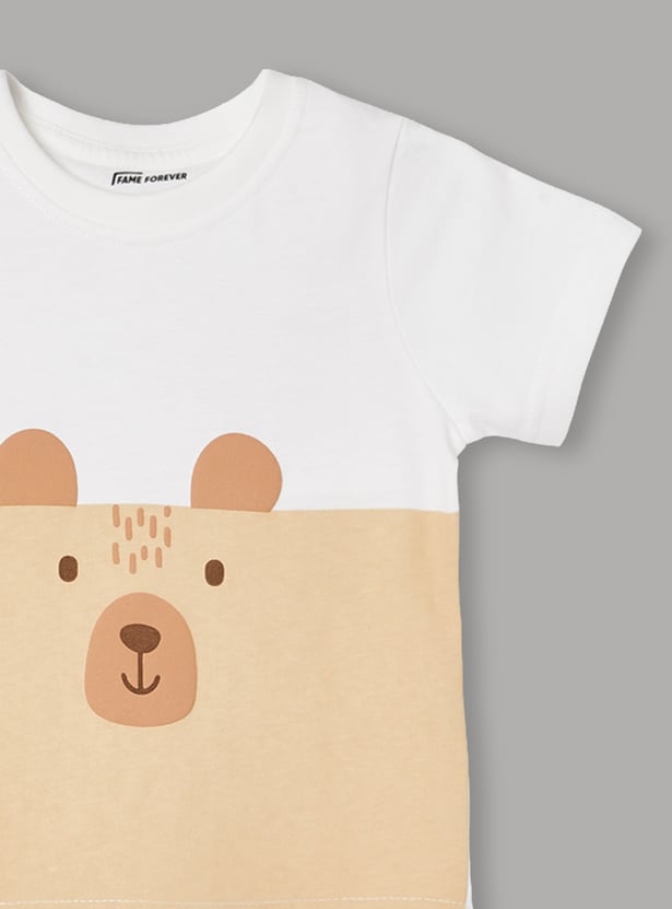 FAME FOREVER Boys Bear Graphic Print T-shirt