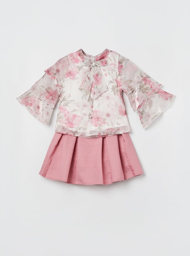 PEPPERMINT Girls Printed Top and Skirt Set