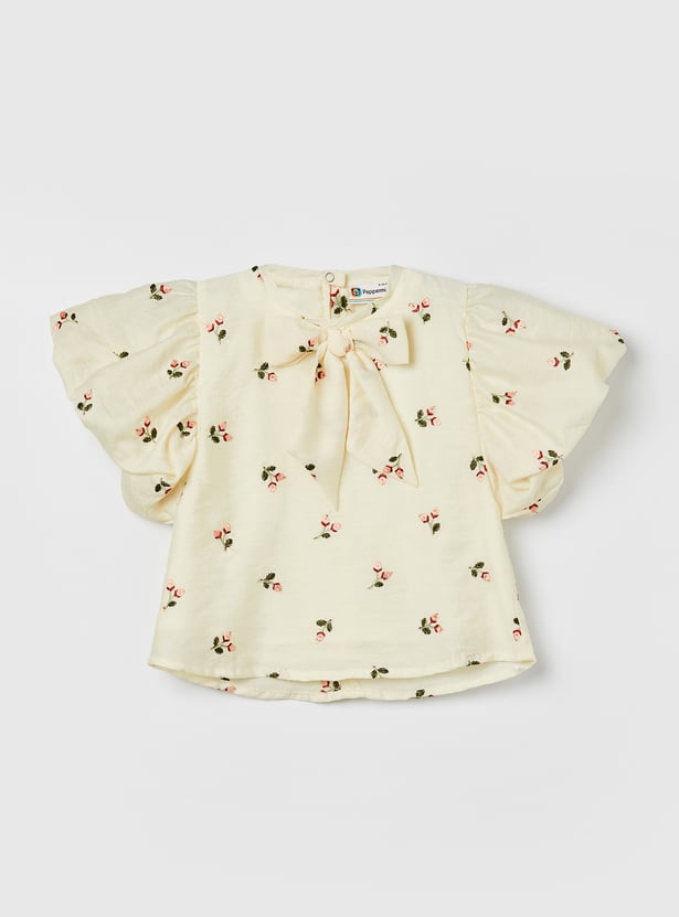 PEPPERMINT Girls Embroidered Top with Skirt Set