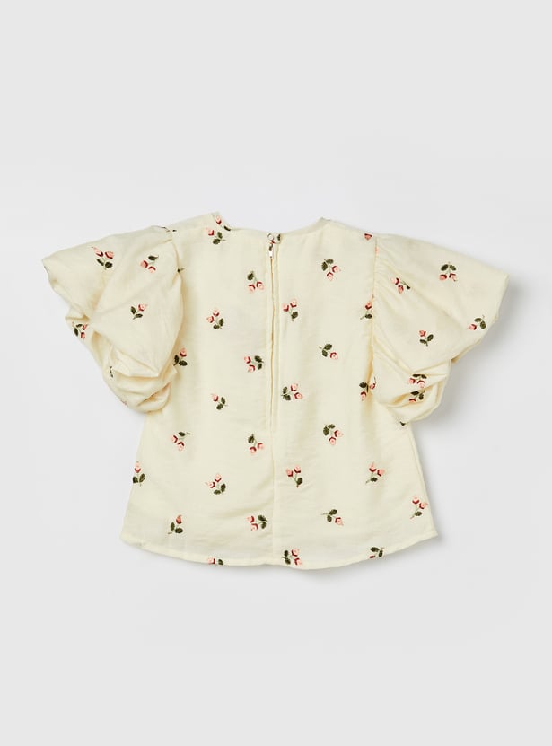 PEPPERMINT Girls Embroidered Top with Skirt Set