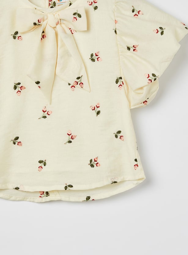 PEPPERMINT Girls Embroidered Top with Skirt Set