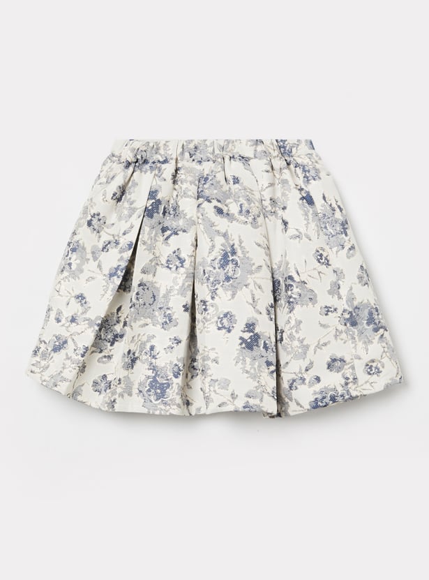 PEPPERMINT Girls Solid Top with Printed Skirt