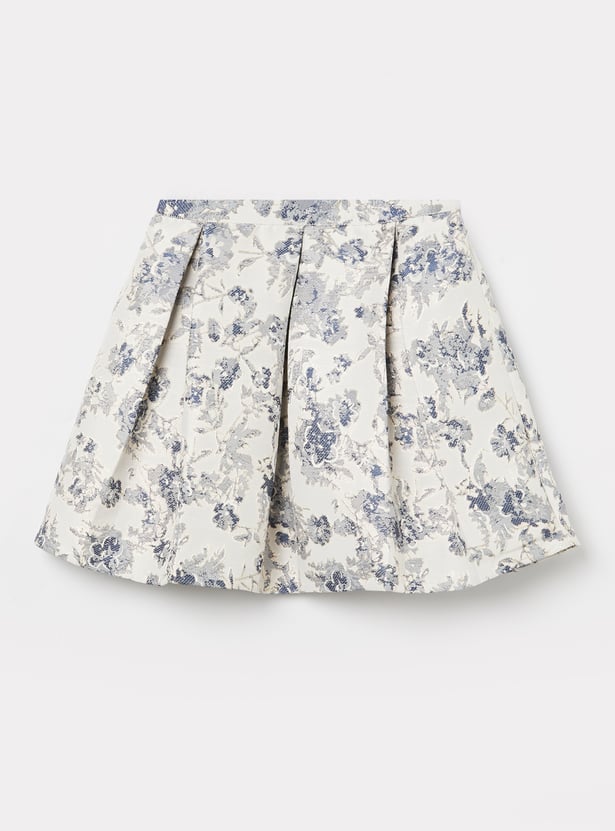 PEPPERMINT Girls Solid Top with Printed Skirt