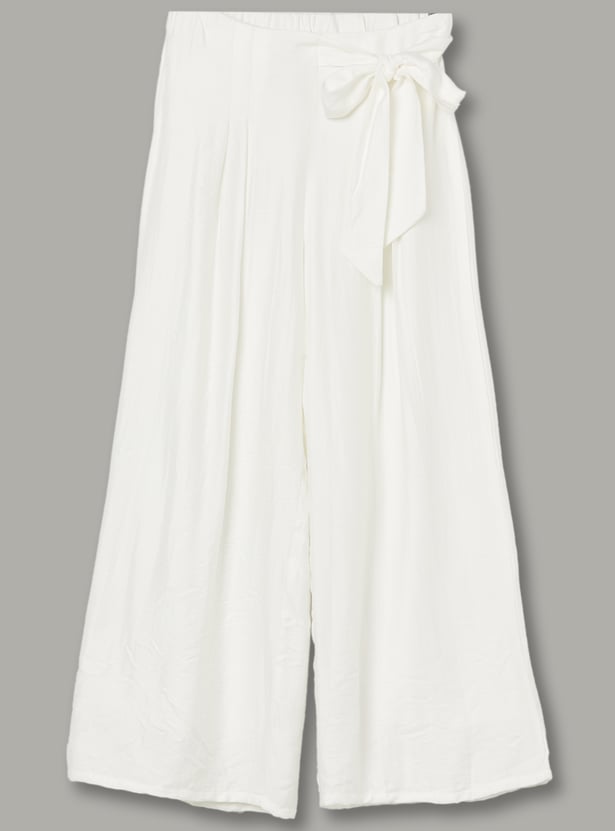 PEPPERMINT Girls Solid Wide-Leg Trousers