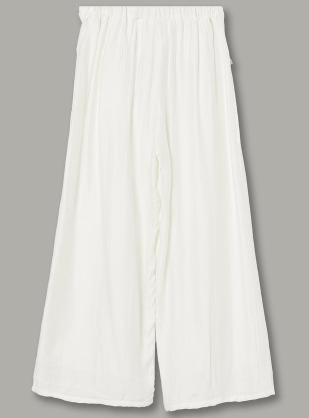 PEPPERMINT Girls Solid Wide-Leg Trousers