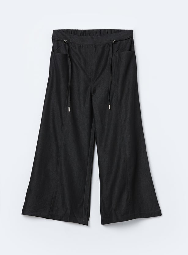 PEPPERMINT Girls Solid Wide-Leg Trousers
