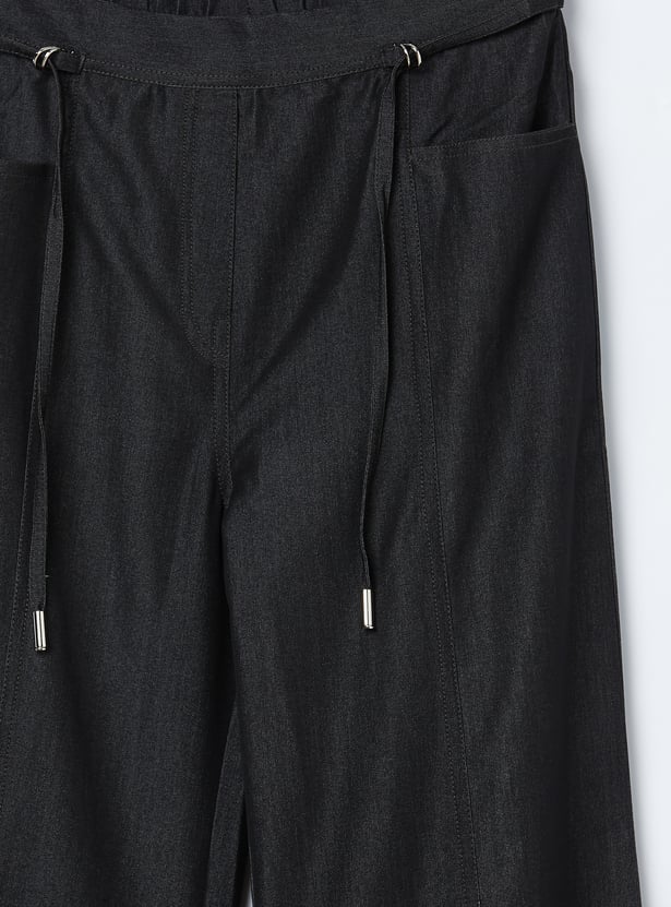 PEPPERMINT Girls Solid Wide-Leg Trousers