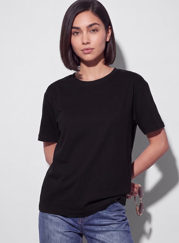 FAME FOREVER Solid Drop Shoulder T-shirt