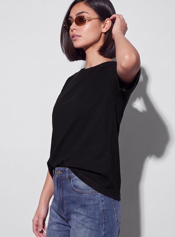 FAME FOREVER Solid Drop Shoulder T-shirt